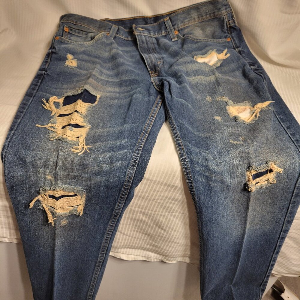 LEVI'S 511 Slim Jeans Men's 38/30 04511-1929 Rip & Repair Blue 100% Cotton EUC
